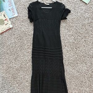 Black Crochet Maxi Dress